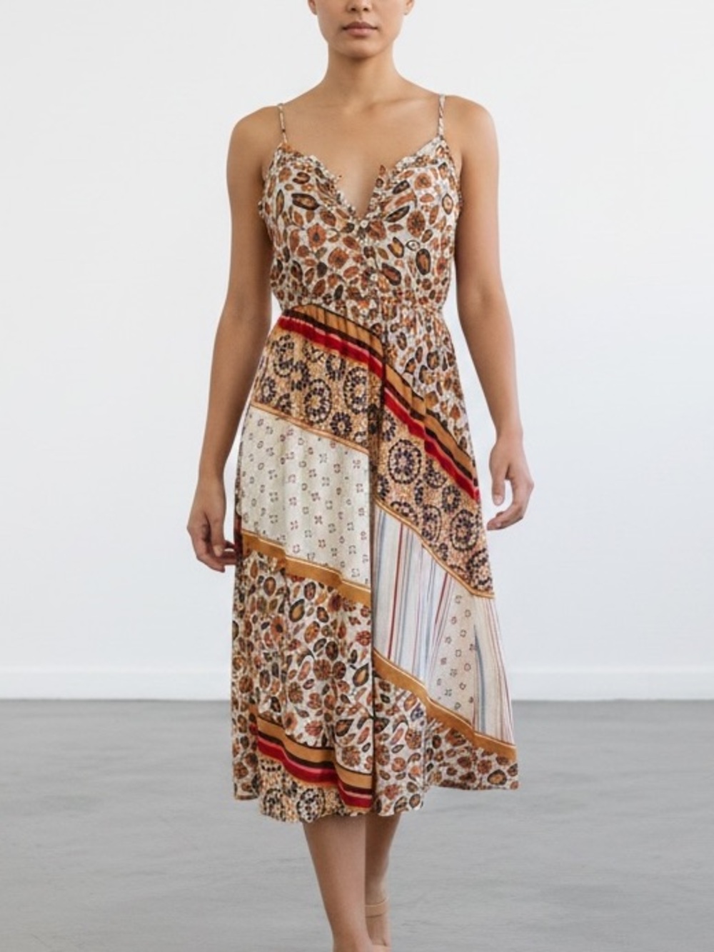 Aerie Boho Patchwork Sun Dress Slipdress  sz XS